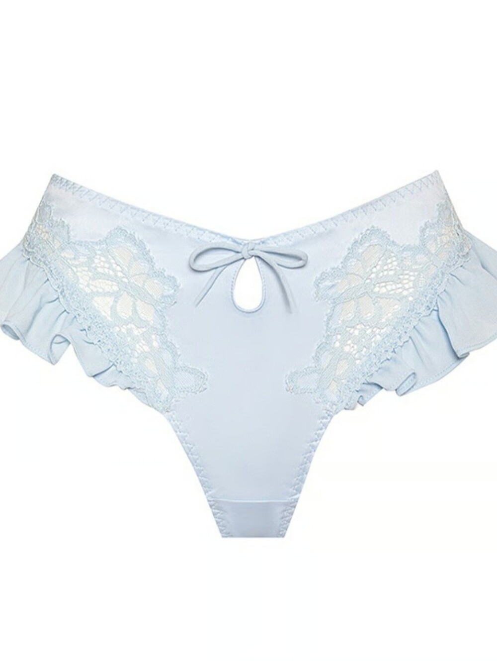 NWT For Love & Lemons Butterfly lace Cheeky Ruffle-blue Panty. Small